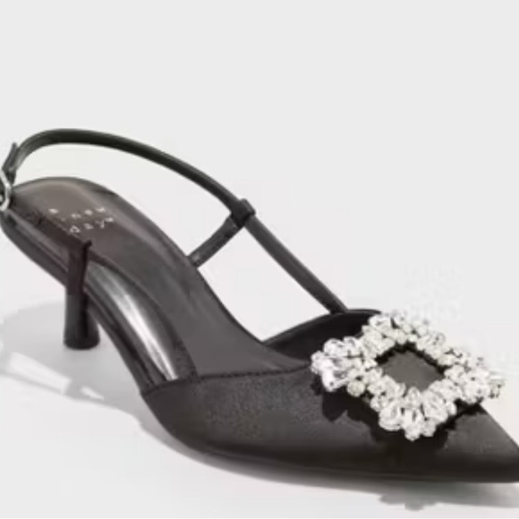 a new day Shoes - A New Day Annette Elegant Black Slingback Heels with Crystal Embellishment